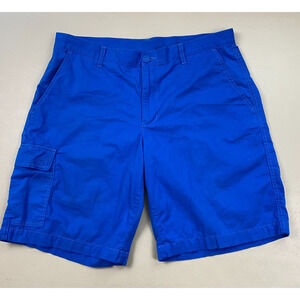Columbia Red Bluff Cargo Shorts Mens 36x10 Blue Cotton Bermuda Outdoor Comfort